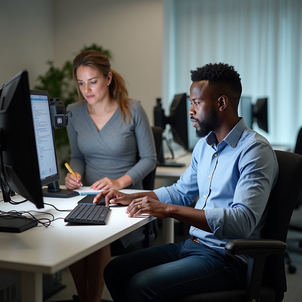 Accessibility testing session with a blind user and specialist