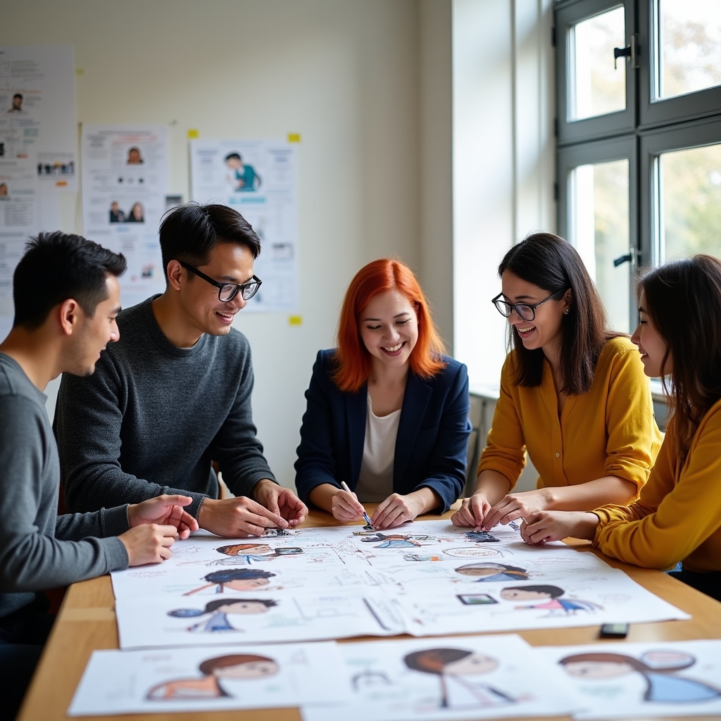 Designers collaborating on inclusive design patterns